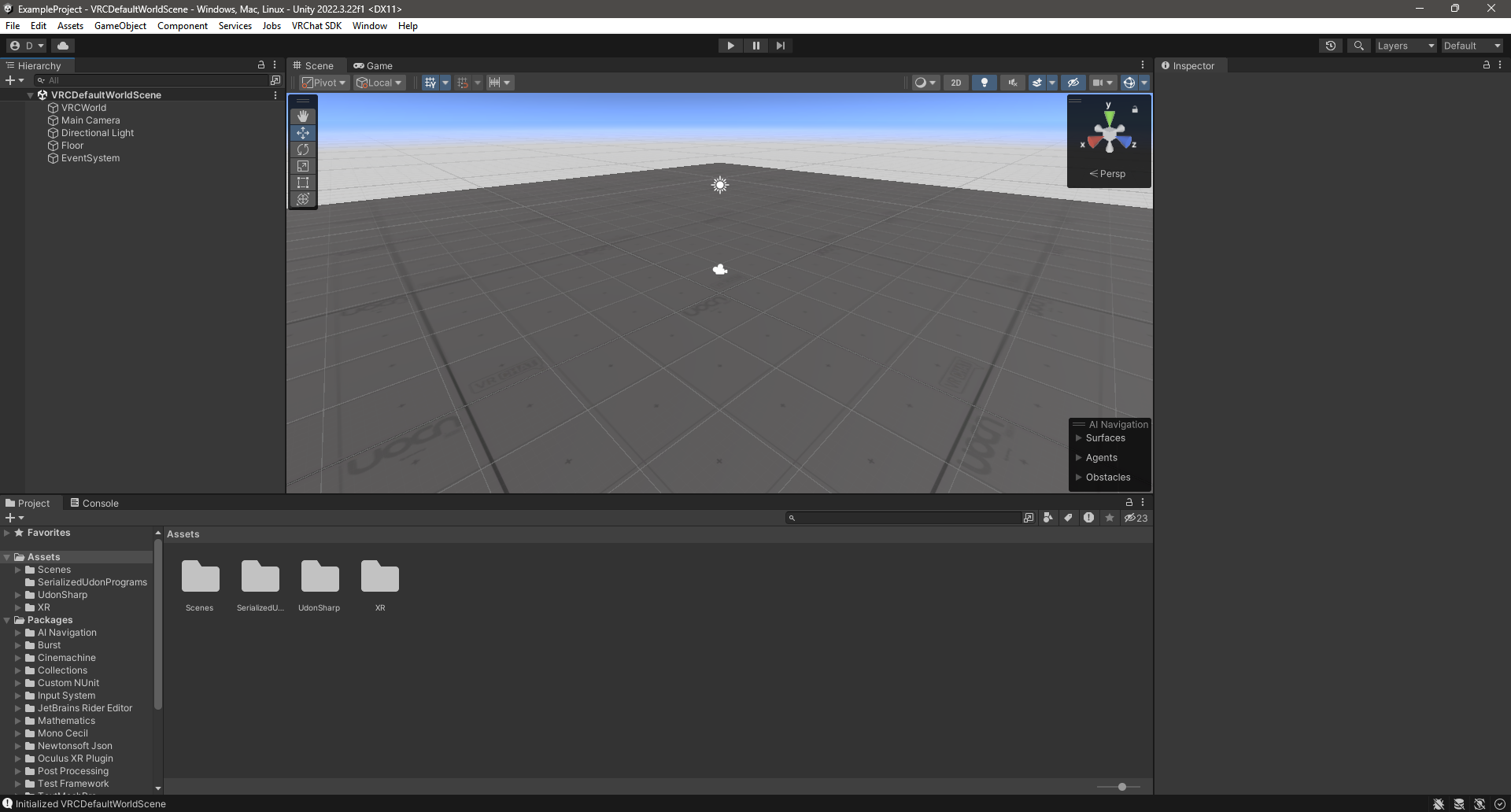 最初の Unity 画面